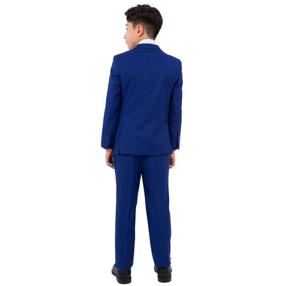 5-Piece Perry Ellis Portfolio Boys Slim Fit Solid Suit, Royal Blue - Picture 3 of 5